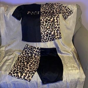 2 piece leapard and black set